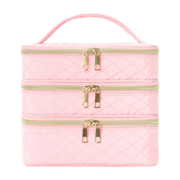 Neceser de viaje para baño, organizador de cosméticos, resistente al agua, con cremallera, para mujer, bolso de mano para brochas de maquillaje, para Rosa