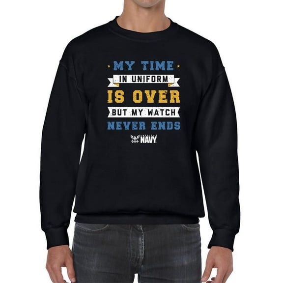 My Watch Never Ends. Sweatshirt Men -Navy Designs, Male 5X-Large