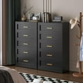 thumbnail image 4 of Black 5 Drawer Metal Dresser for Bedroom, Tall Black and Gold Dresser for Closet, Metal Chest of Drawers, Dressers & Chests of Drawers for Living Room, Hallway, Office, Bedroom, 4 of 15
