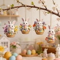 thumbnail image 5 of TONGYIJIA Easter Egg Hanging Ornaments, 10Pcs Cute Bunny Flat Wood Pendant, 2D Car Rearview Mirror Backpack Charm Decoration for Spring Easter Party Supply, 5 of 6
