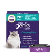Litter Genie Light Unscented Clumping Cat Litter, 28 lbs with 9 ft refill| Lightweight 20% Lighter Natural Clay | Fast-Clumping, Odor Control, Dust-Free