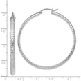 thumbnail image 4 of 14K White Gold Diamond-cut 3.5x46mm Hollow Hoop Earrings, 4 of 6