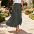 thumbnail image 5 of biudgviw Women's Maxi Skirt Casual Elastic Waist Tiered A-Line Skirt Summer Boho Flowy Long Skirts with Pockets for Beach Travel, 5 of 7