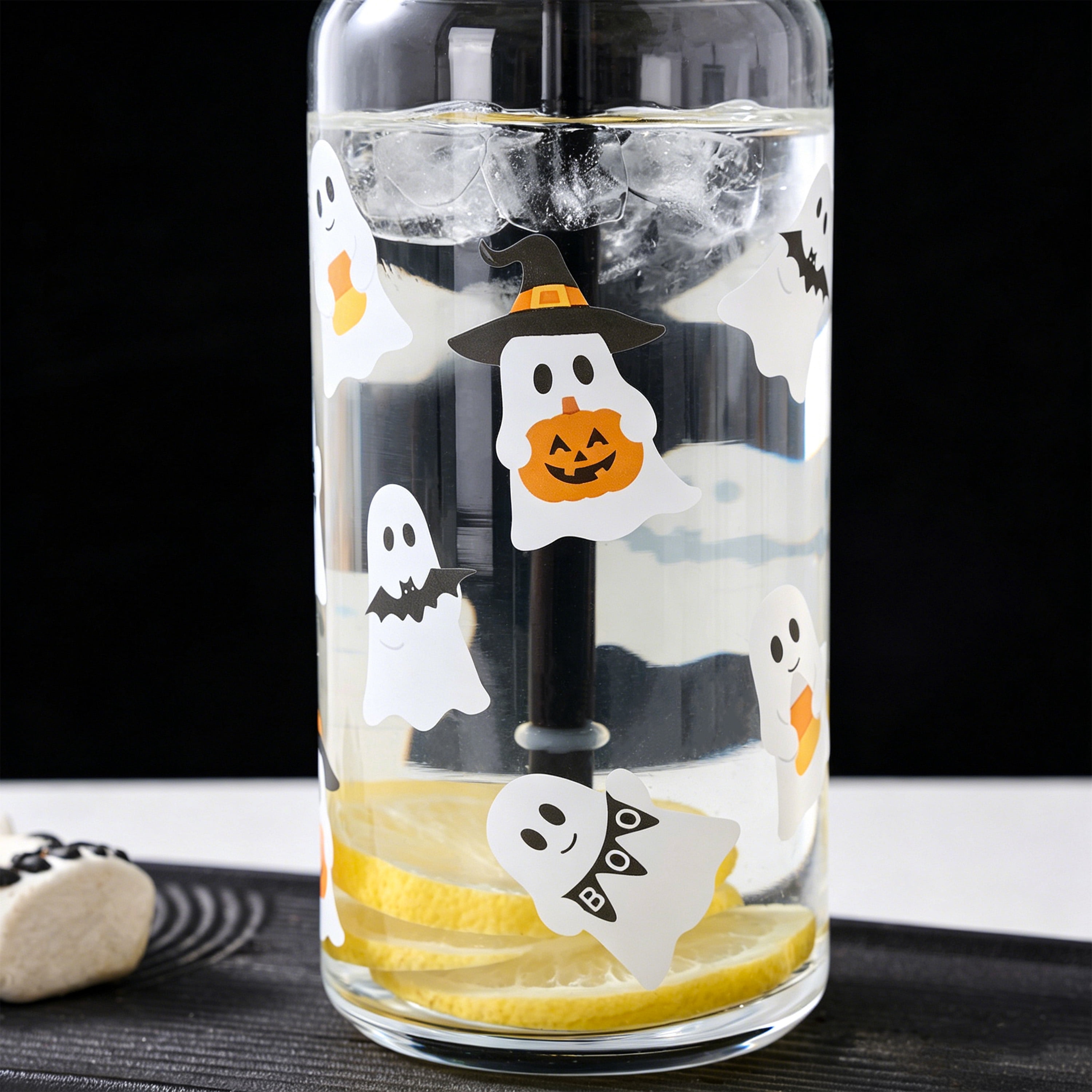 Way to Celebrate Halloween Mixed Ghost Glass Can Sipper Tumbler, 20 oz