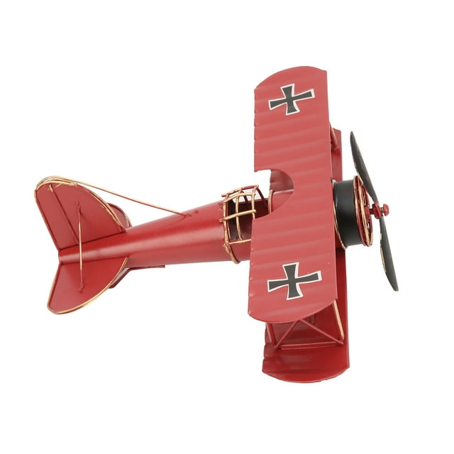 Wrought Iron Plane, Vintage Biplane Model for Home Decoration, Stable Structure. Modern Metal Aircraft Ornament with Metal Chain for Hanging, Retro Style