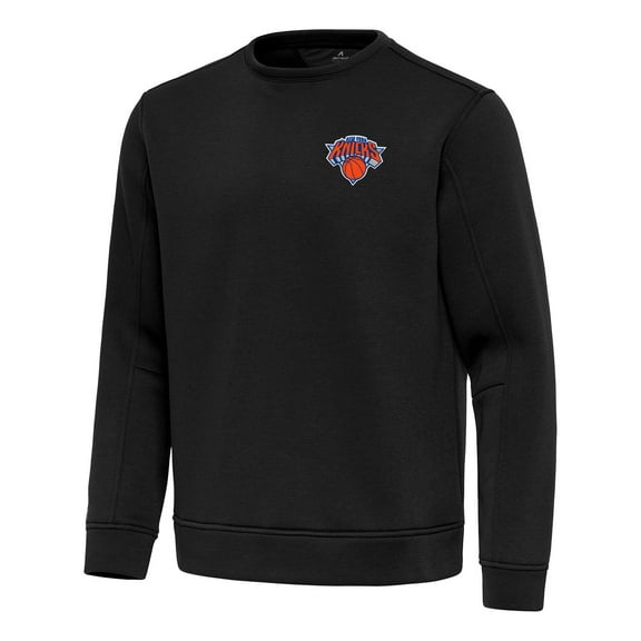 Men's Antigua Black New York Knicks Relevant Pullover Sweatshirt