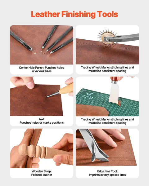 59 PCS Leather Craft Tool Set for Engraving Punching Stamping and Sewing