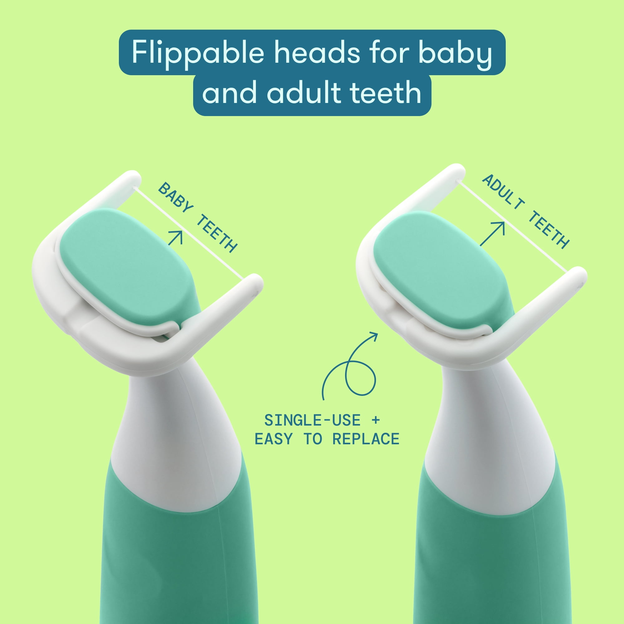 Frida For Kids Electric Flosser for Kids,  Mint Teal, Dentist Designed,  1 Electric Flosser + 7 Replacement Heads