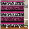 thumbnail image 3 of 4PCS/Set Hot Pink Leopard Print Shower Curtain, Black and White Zebra Print Wildlife Safari Animal Skin Stripe Fashion Women Girly Bathroom Decor, Non-slip Bath Mat Toilet Rug, Cheetah & Zebra, 3 of 7