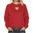 thumbnail image 2 of AUNVITO Women's Lace Heart Round Neck Long Sleeve Sweatshirt Loose Fit Casual Lightweight for Spring Summer, 2 of 8