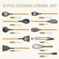 thumbnail image 2 of VIVA - Gray 12Pcs Non-Stick Silicon Heat Resistant Wood Handle Kitchen Cookware Set, 2 of 2