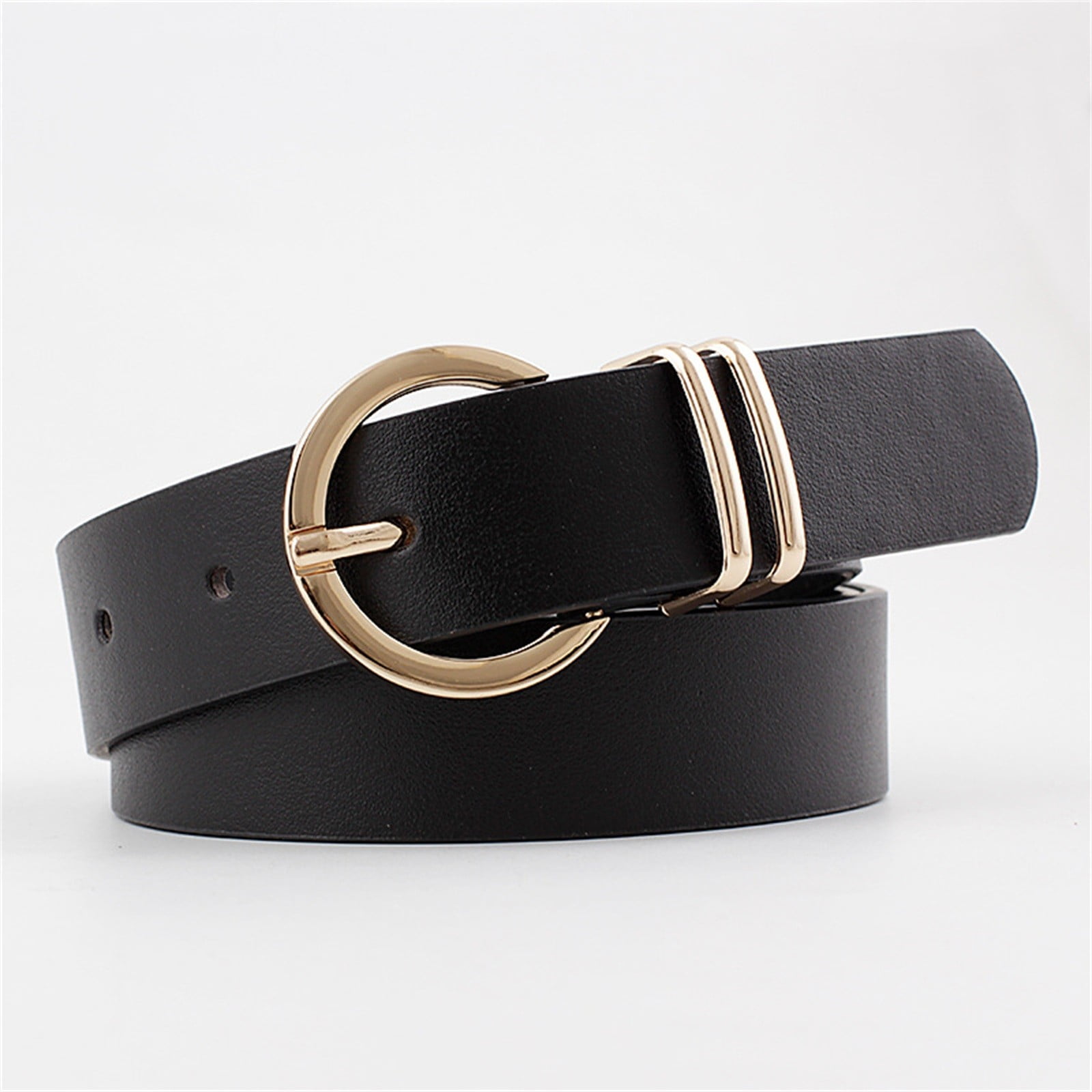 CBGELRT Women's Leather Belts for Jeans Dress with Gold Pin Buckle