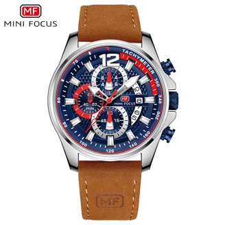 Armitron Wristwatch Blue Dial Day Date Leather Strap Casual Business Knox™ | 40mm, Navy/Silver/Brown | Classic Watches By Armitron main image 4