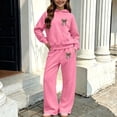thumbnail image 4 of BXJX Girls Outfit Sets Long Sleeve, Fleece‑Lined 2 Piece Casual Hoodies and Sweatpants Kids Clothing Sets Pink Size 9-10 T, 4 of 6