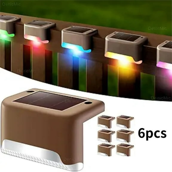 OFEFE 6 Pack Solar Deck Lights Outdoor - RGB Color Changing LED Step Lights, Waterproof Solar Powered Stair Lights for Patio, Fence, Yard, Pathway (Auto On/Off, No Wiring Needed)