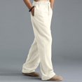 thumbnail image 6 of XAOWF Men'S Linen Casual Pants Breathable Solid Color Oversized Loose Fit Slacks With Multiple Pockets 2025 Relaxed Fit Trendy Trousers, 6 of 7