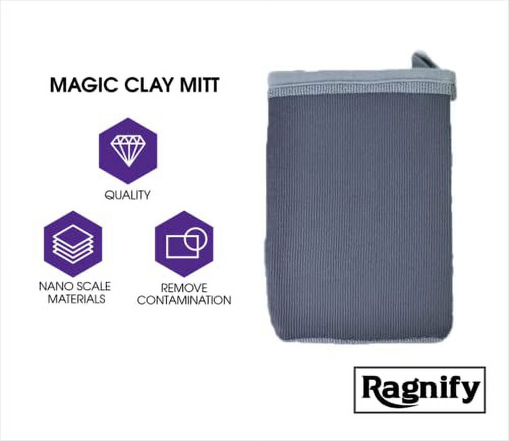 Ragnify Pack of 2 Clay Mitt Auto Detailing Medium Grade Clay Bar Alternative Mitt for Flawless Removal of Surface Bonded Micro Contaminant (Gray)
