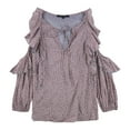 thumbnail image 2 of French Connection Womens Tie-Front Ruffled Blouse, Purple, Large, 2 of 2