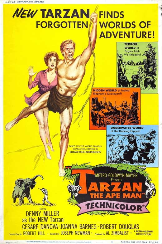 Vintage film advertising poster reproduction. Tarzan the Ape man 