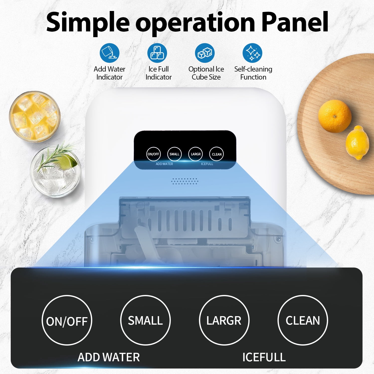WiFI Smart Ice Maker Machine,35lbs/24H Ice Maker Countertop, Tank Storage 1.3L,Portable Self-Cleaning Ice Maker,APP Control Countertop Fast Ice Maker with Ice Scoop for Home, Camping,Bars,Coffee Shop