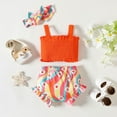 thumbnail image 4 of Youmylove Toddler Girls Sleeveless Bowknot T Shirt Vest Tops Floral Prints Shorts Headbands Outfits Toddler Girl Clothes, 4 of 4