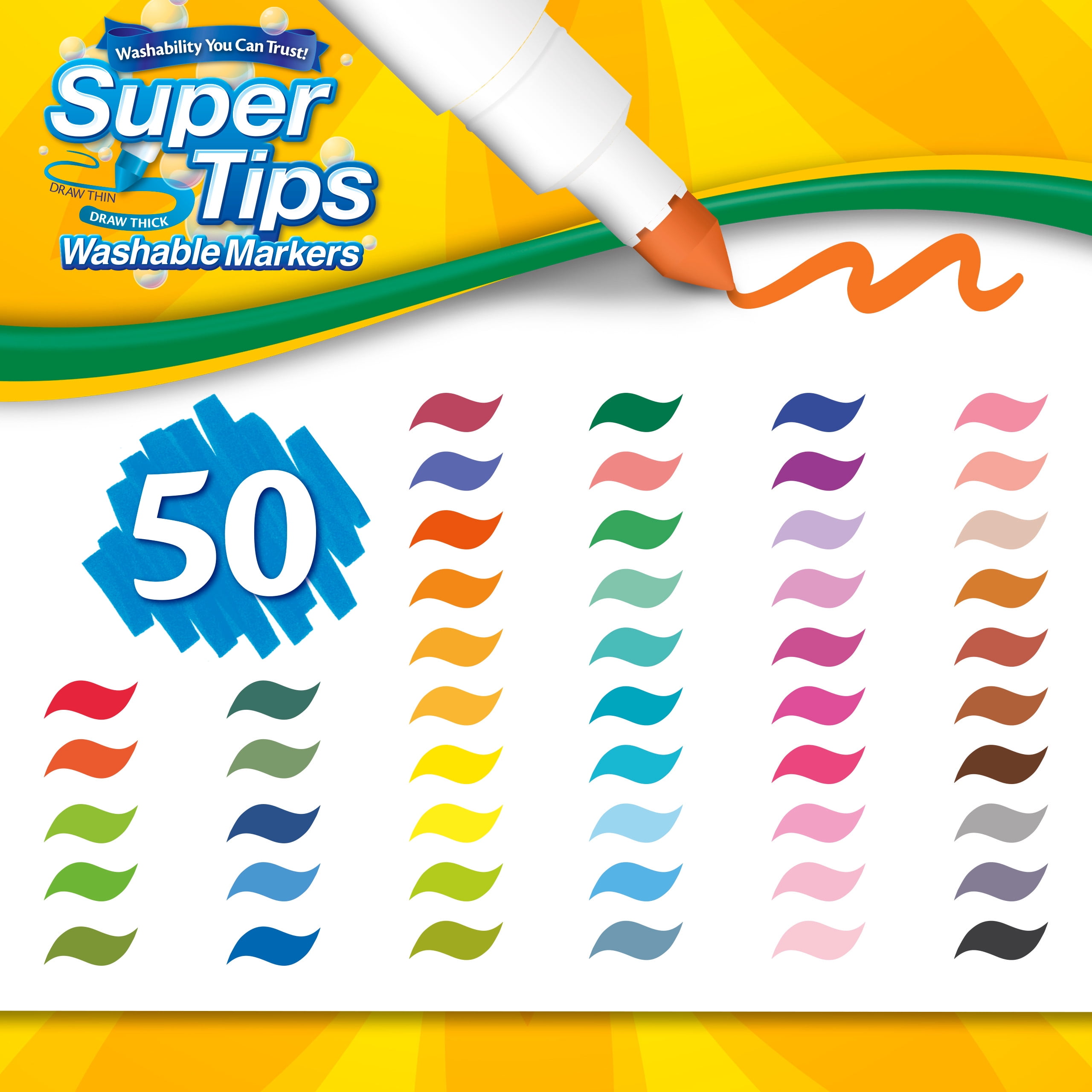 Crayola Super Tips Marker Set (120ct), Kids Washable Markers, Scented  Marker Set, Holiday Gift for Kids, Bulk Markers, Thick & Thin [  Exclusive] - Yahoo Shopping