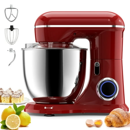 Samsaimo Stand Mixer,6.5-QT 660W 10-Speed Tilt-Head Food Mixer, Kitchen Electric Mixer with Bowl, Dough Hook, Beater, Whisk for Most Home Cooks, (6.5QT, Empire Red）