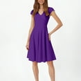 thumbnail image 1 of WILLBEST Vestidos Mono Informal De Manga Corta Con Cuello En V Y Color Liso Para Mujer, Falda Corta Con Vuelo Grande, Falda Informal De Verano, 1 of 3