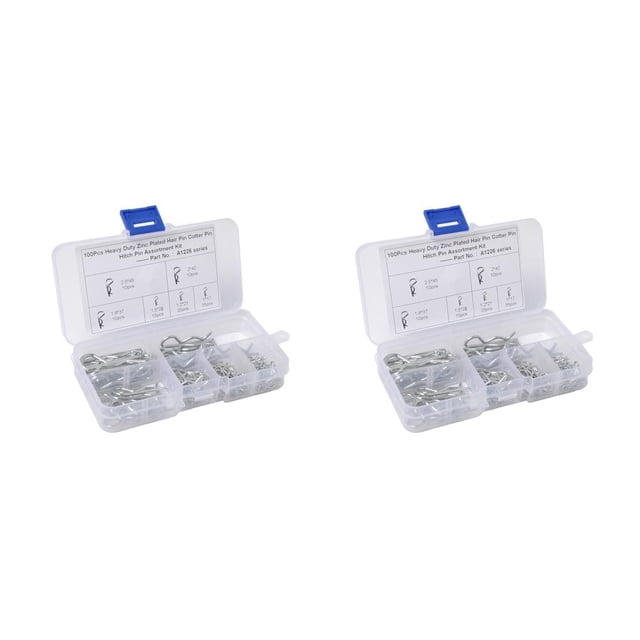 Riwesomey 100PCS Heavey Duty Zinc Plated Hair Pin Cotter R Clip Pin Hitch Tractor Lawn Mpver y caja de almacenamiento plata 2piezas Riwesomey CBP435537