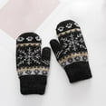 thumbnail image 4 of 1 Pair Women Gloves Color Block Snowflake Pattern Autumn Winter Warm Windproof Gloves for Outdoor, 4 of 10