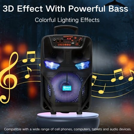 Transformers Party Speaker w/ Blue Lights, Wireless, USB/TF/AUX/MIC, Built-in Mic - Portable Dual Speaker for Home, Outdoor, Karaoke, DJ - Compatible w/ Phone, Tablet, Laptop - Great Gift for Parties