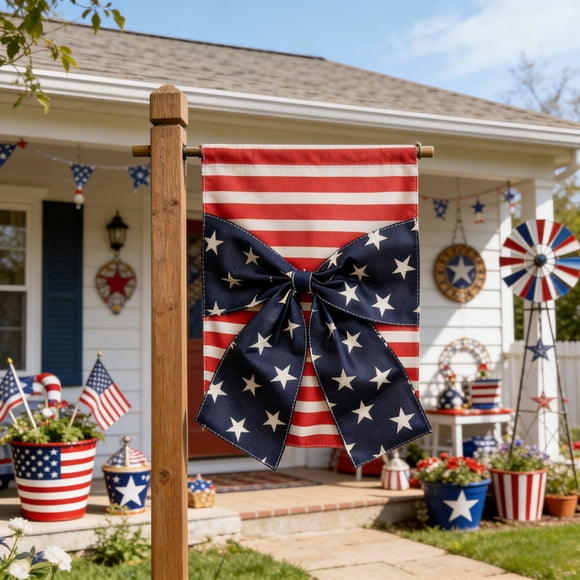 JZCHUNTOY Independence Day Garden Flag 1.48 x 0.98 ft 1 Pack, Double Sided Printed Patriotic Yard Flag, Fade Resistant Outdoor Decor Flag, Holiday Flag for Patio Lawn Garden Party Outdoor Decor
