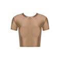 thumbnail image 3 of Haitryli Women's Oil Glossy Workout Crop Tops Fitted Yoga Running Shirts Casual Short Sleeve T-shirt Coffee XL, 3 of 7