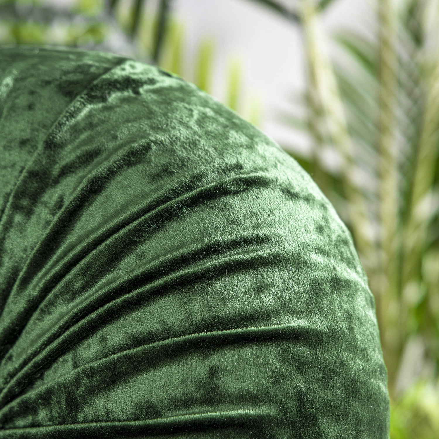 Phantoscope Crushed Velvet Pleated Round Pumpkin Floor Pillow Series Decorative Throw Pillow, 16" x 16" Round, Dark Green, 1 Pack