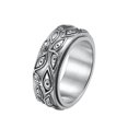 thumbnail image 1 of Acero inoxidable grabado un anillo de banda unisex en capas vintage fiestero de vestuario de nudillos de nudillo de joyería regalos personalizados tamaño plateado 14 Inevent AP010083-08B, 1 of 7