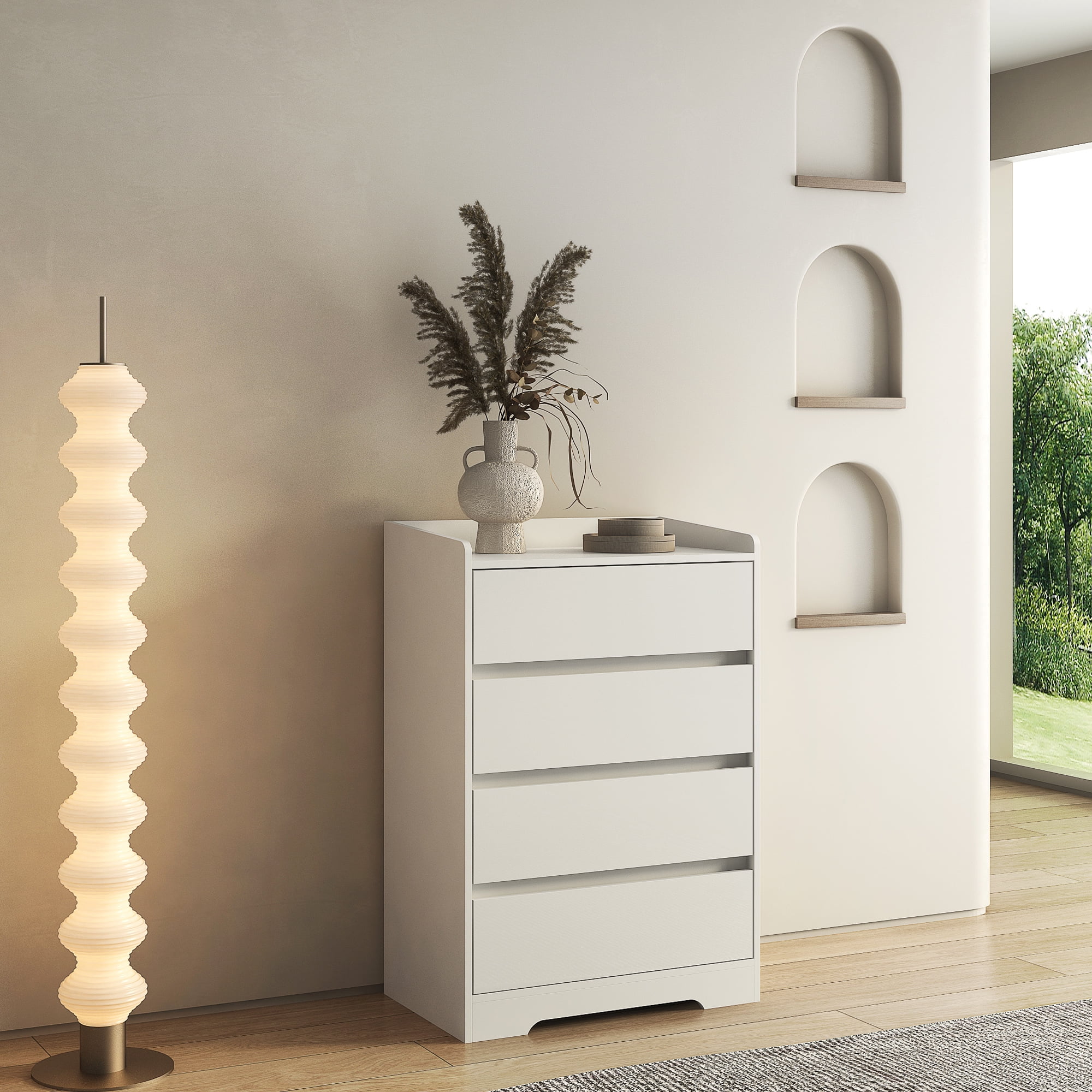 Kepooman 4 Drawer Modern Vertical Dresser, White Freestanding Storage Cabinet for Bedroom Living Room Entryway Kepooman 4 Drawer Modern Vertical Dresser, White Freestanding Storage Cabinet for Bedroom Living Room Entryway
