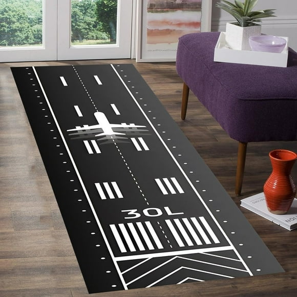 Runway Runner RM1203.1 - Aviation, Airport, Plane, Track, Racing Track, Road Pattern Runner - 60x200Cm/23x78 Inch