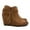 Khaki, variant on Dellytop Womens Wedge Ankle Boots Braided Fringe Strap Heeled Fall Booties Dress Shoes