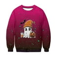 thumbnail image 5 of DOSUKRAI Halloween Sweatshirt Women Spooky Season Funny Long Sleeve Graphic Crewneck Pullover Tops Cute Ghost Sweater Hot Pink,M, 5 of 9