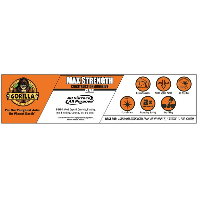 Gorilla Max Strength Clear Polymer-based Interior/Exterior Construction  Adhesive (9-fl oz) in the Construction Adhesive department at
