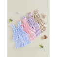 thumbnail image 4 of Loicainy Baby Girls clothes Cute Checkered Outfit 6 12 18 24 Months 2T 3T 4T Bow Sling Top Ruffle Shorts for Summer Play, 4 of 10
