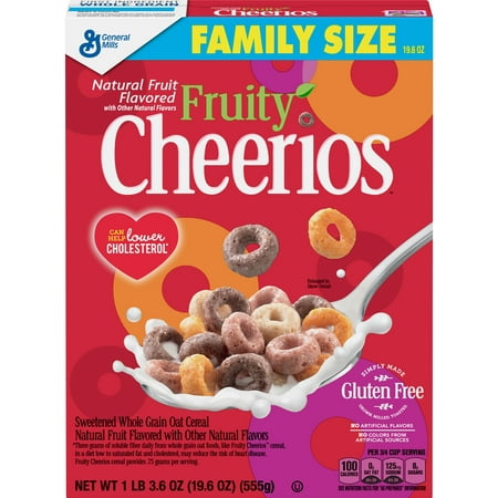 UPC 016000125049 product image for Fruity Cheerios, Cereal with Oats, Gluten Free, 19.6 oz | upcitemdb.com
