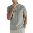 thumbnail image 2 of YHAJDS Men Linen Pocket Crew Top Solid Color Button Loose Fit Breathable Summer Shirt, 2 of 5