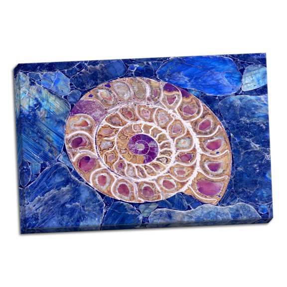Gango Home Decor Ammonite in Labradorite by Douglas Taylor (Ready to Hang); One 36x24in Hand-Stretched Canvas