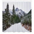 thumbnail image 2 of Ambesonne Mountain Shower Curtain, Snowy Trees and Road Print, 69"Wx70"L, Reseda Green and Chocolate, 2 of 4