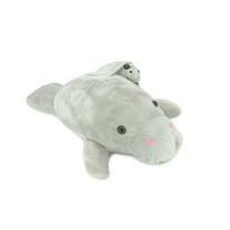 Manatee with Baby, Plush Animal, Soft, Stuffed, Toy, Educational, Realistic Manatee Design, Figure, Lifelike, Replica, Gift, 16" PK07 B503