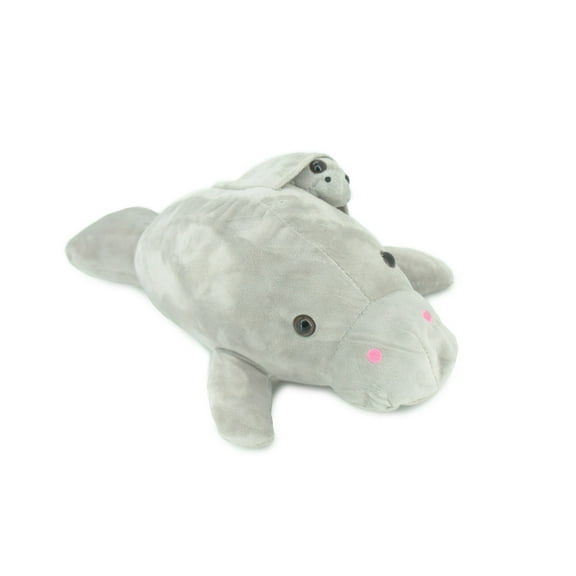 Manatee with Baby, Plush Animal, Soft, Stuffed, Toy, Educational, Realistic Manatee Design, Figure, Lifelike, Replica, Gift, 16" PK07 B503