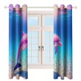 thumbnail image 4 of Pink Dolphin in Sunset Ocean 2 Panels Curtains for Bedroom Living Room Drapes Kitchen Window Curtain Home Decor, 4 of 6