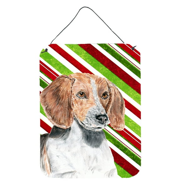 English Foxhound Candy Cane Christmas Wall or Door Hanging Prints