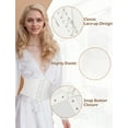 thumbnail image 5 of FEOYA Women Waist Belt Corset Lace Up Pirate Corset Belt Renaissance Corset Waistband Tied Waspie Wide Belt Vintage Elastic Belt PU Leathers Girdle White for Daily Wear Dresses, 5 of 6